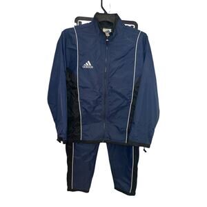 Adidas Women’s Nylon Tracksuit Blue/Black Sz L Y2K